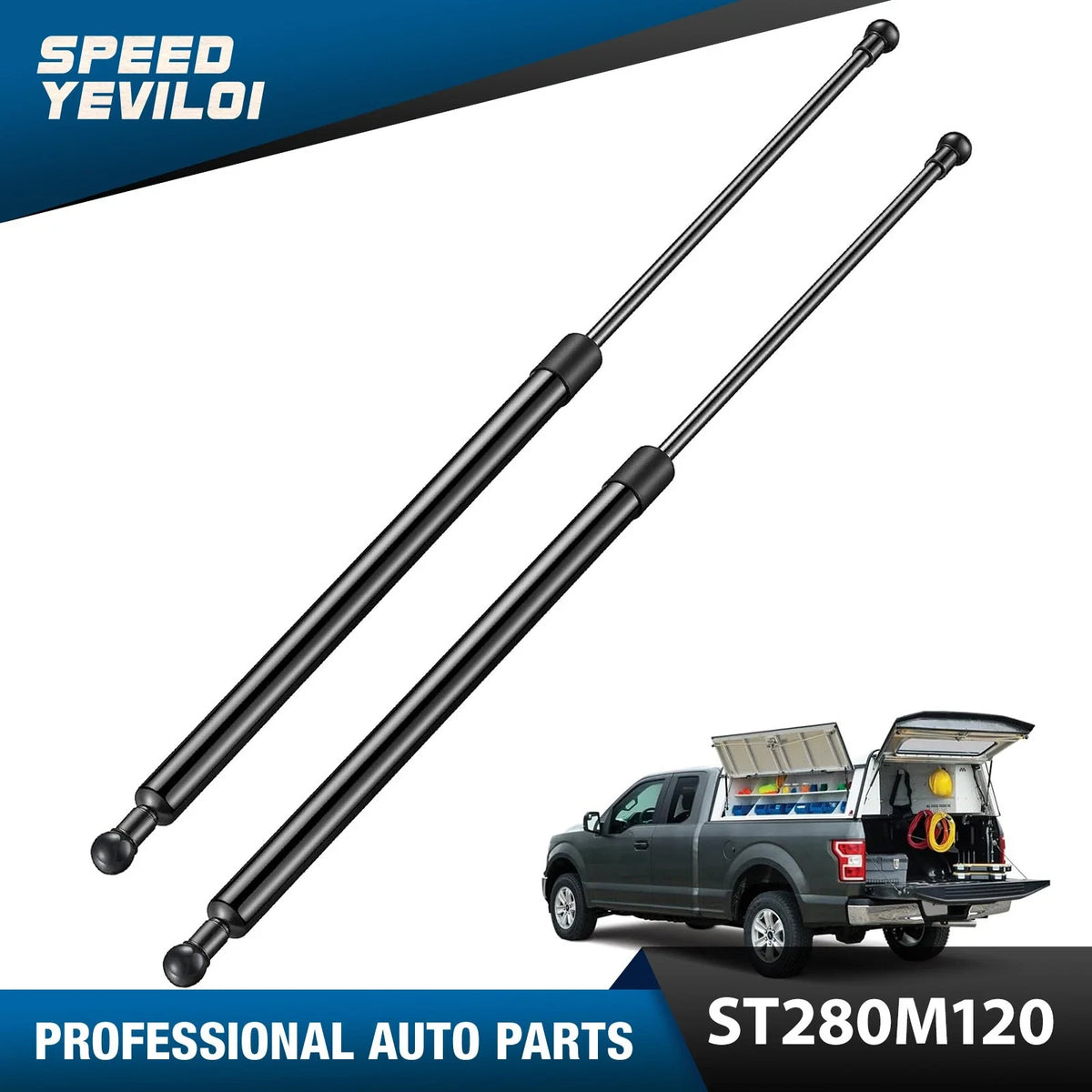 Gas Struts for Leer Camper Shell Window Tool Box Lid (28in, 535N/120lbs)