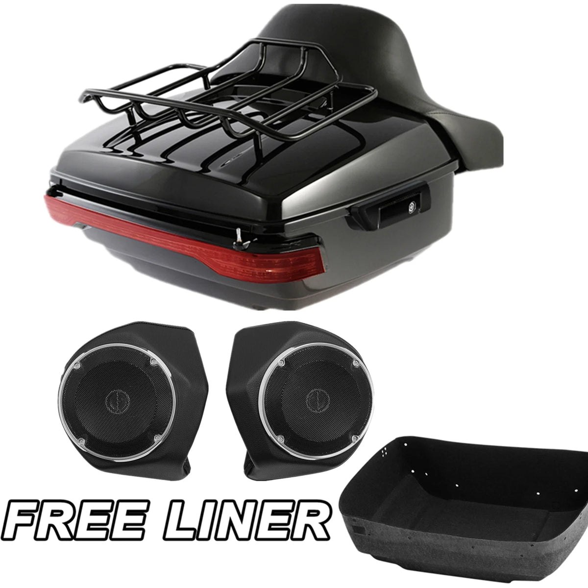 Light Speakers Trunk Rack Backrest Pad for Harley Road Glide 2014-2025