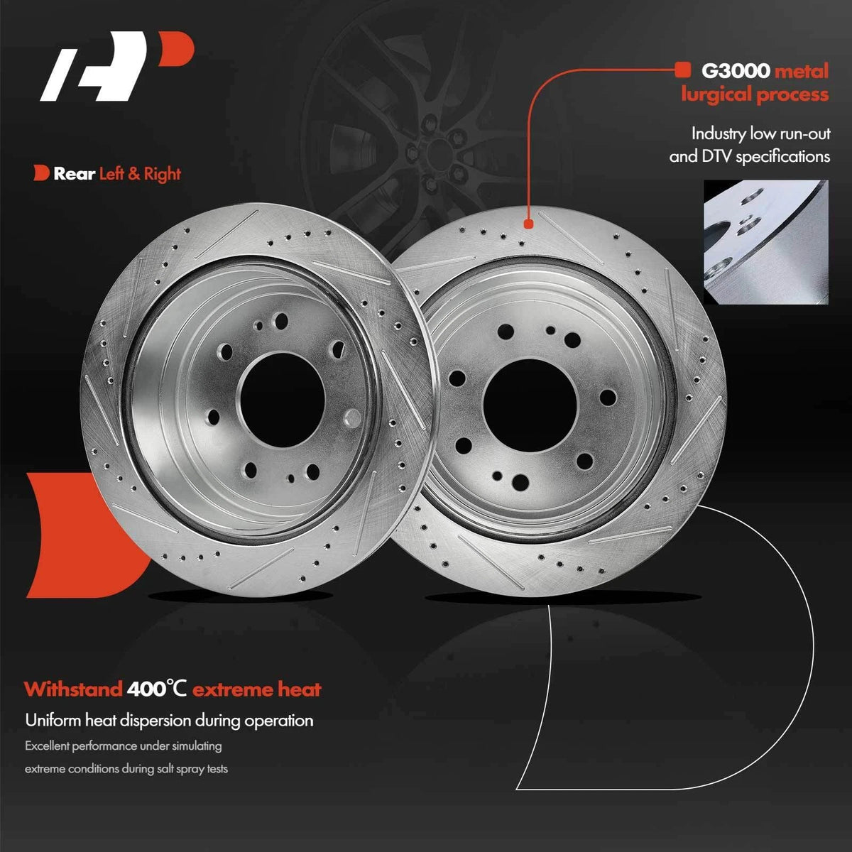 Brake Pads and Drilled Rotors for Ford F-150 Lincoln Mark LT 2004-2008