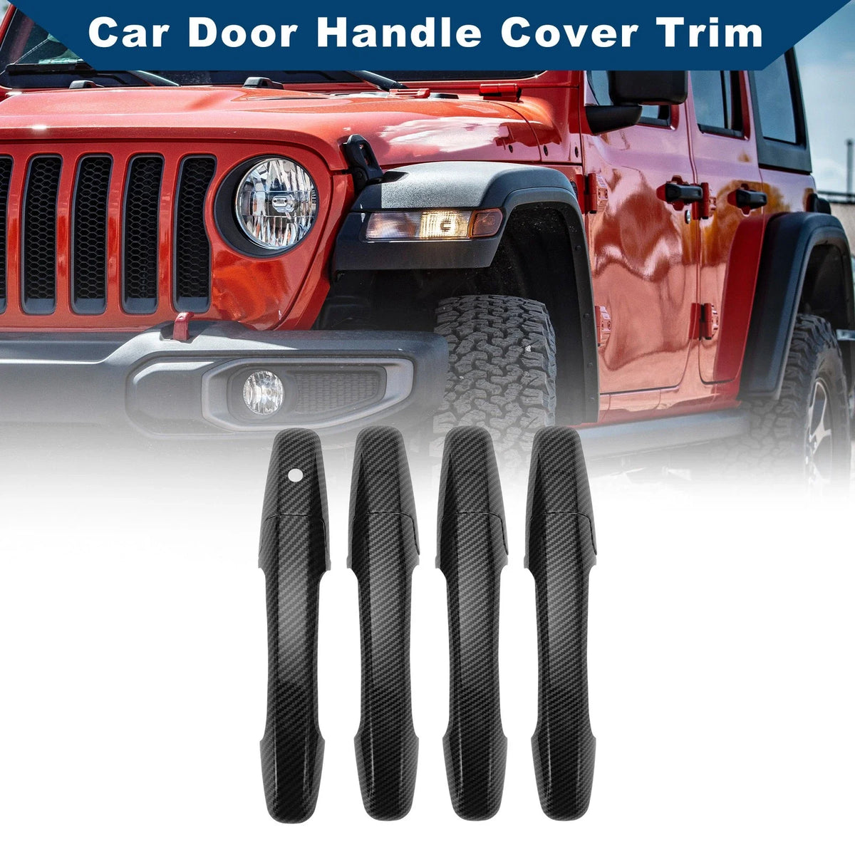 Car Door Handle Cover Trim for Honda Civic (2006–2011) Carbon Fiber Black