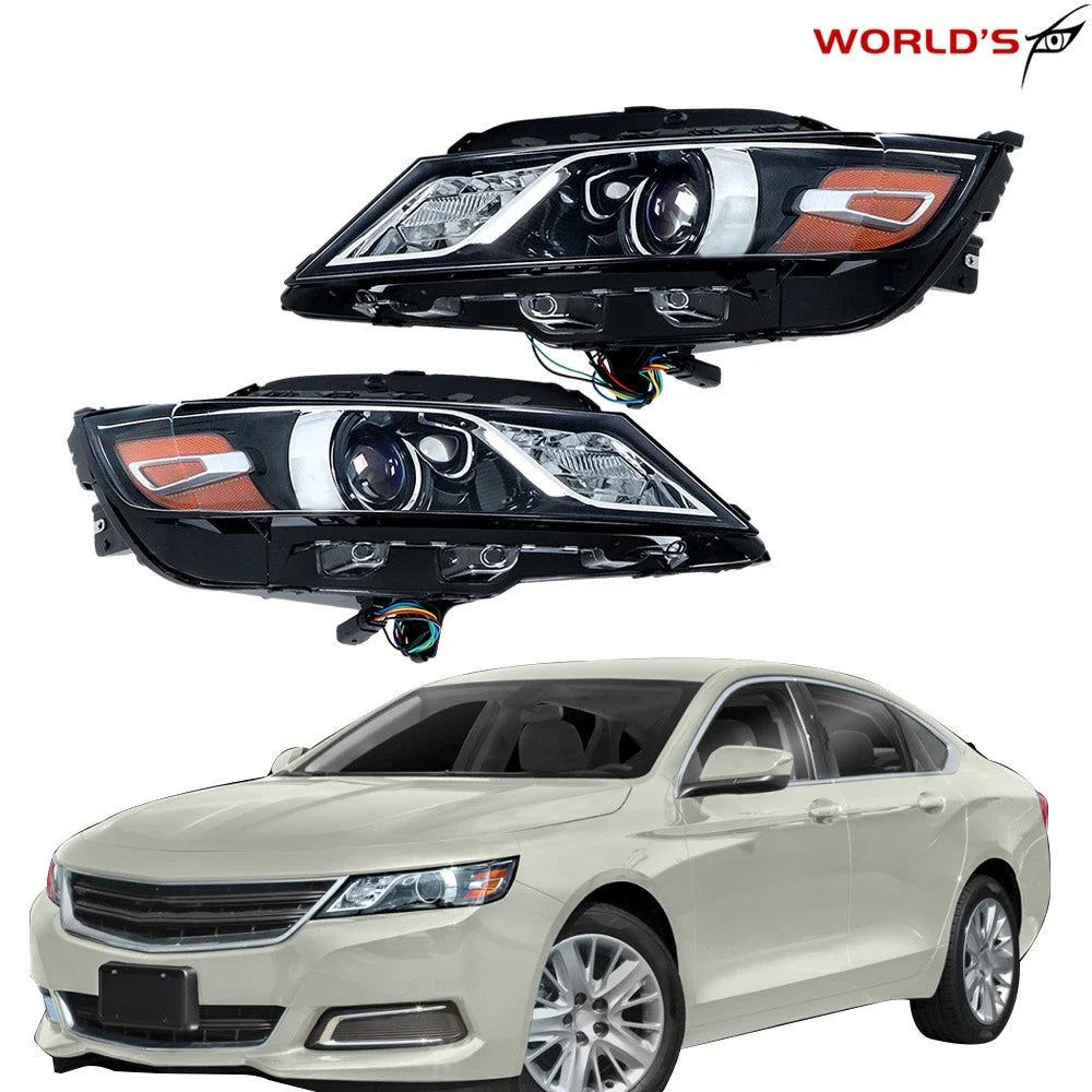 Set of 2 Halogen Headlights for Chevrolet Impala (2015–2020) Black Housing