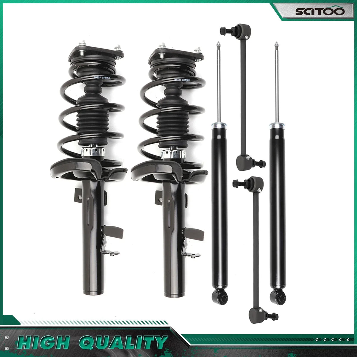 Front Struts and Rear Shocks with Sway Bar Link Kit for Ford Focus (2012-2013)