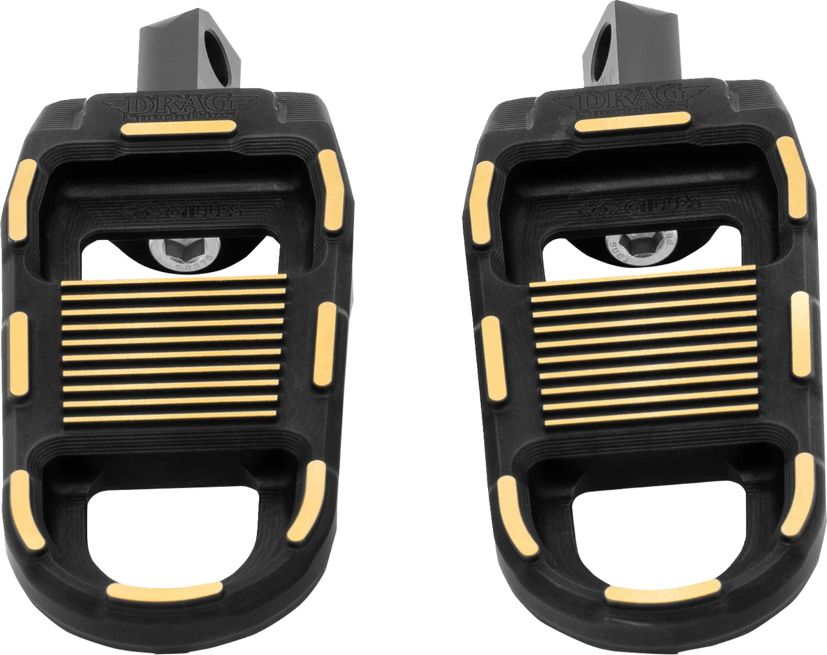 Black/Gold Adjustable Foot Pegs for Drag Specialties Motorcycles
