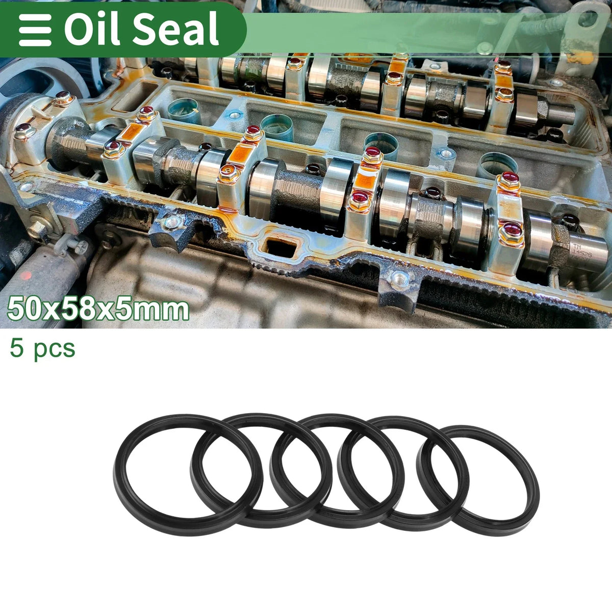 Set of 5 Oil Seal Rotary Shaft Seal NBR Rubber 50x58x5mm