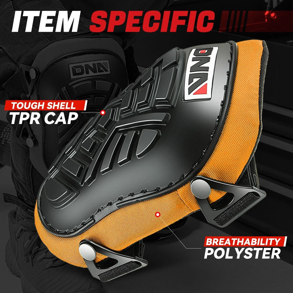 Pair Knee Pads for Hard Shell Protection (Orange)