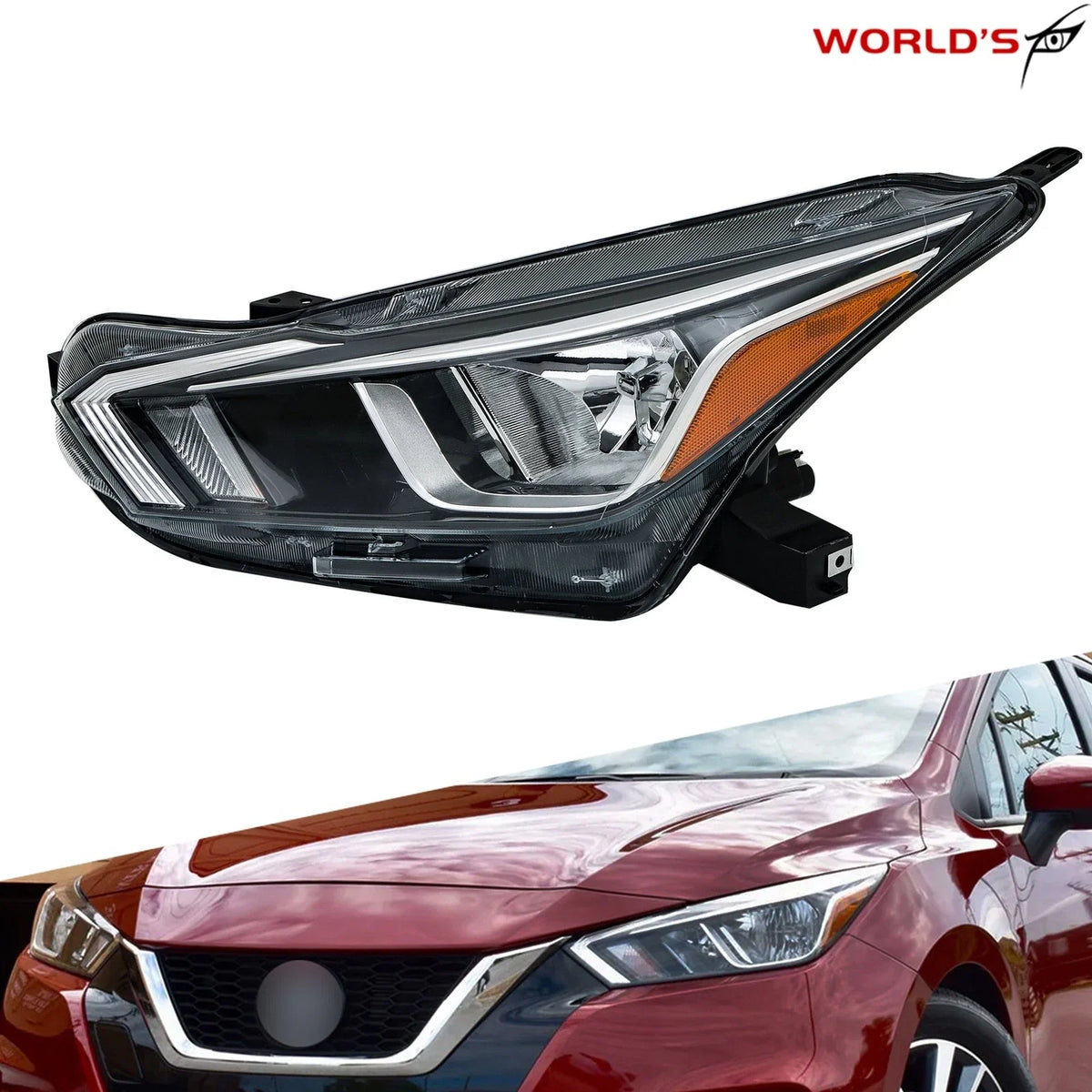 Halogen Headlight for Nissan Versa (2020–2021) Chrome Driver Left Side