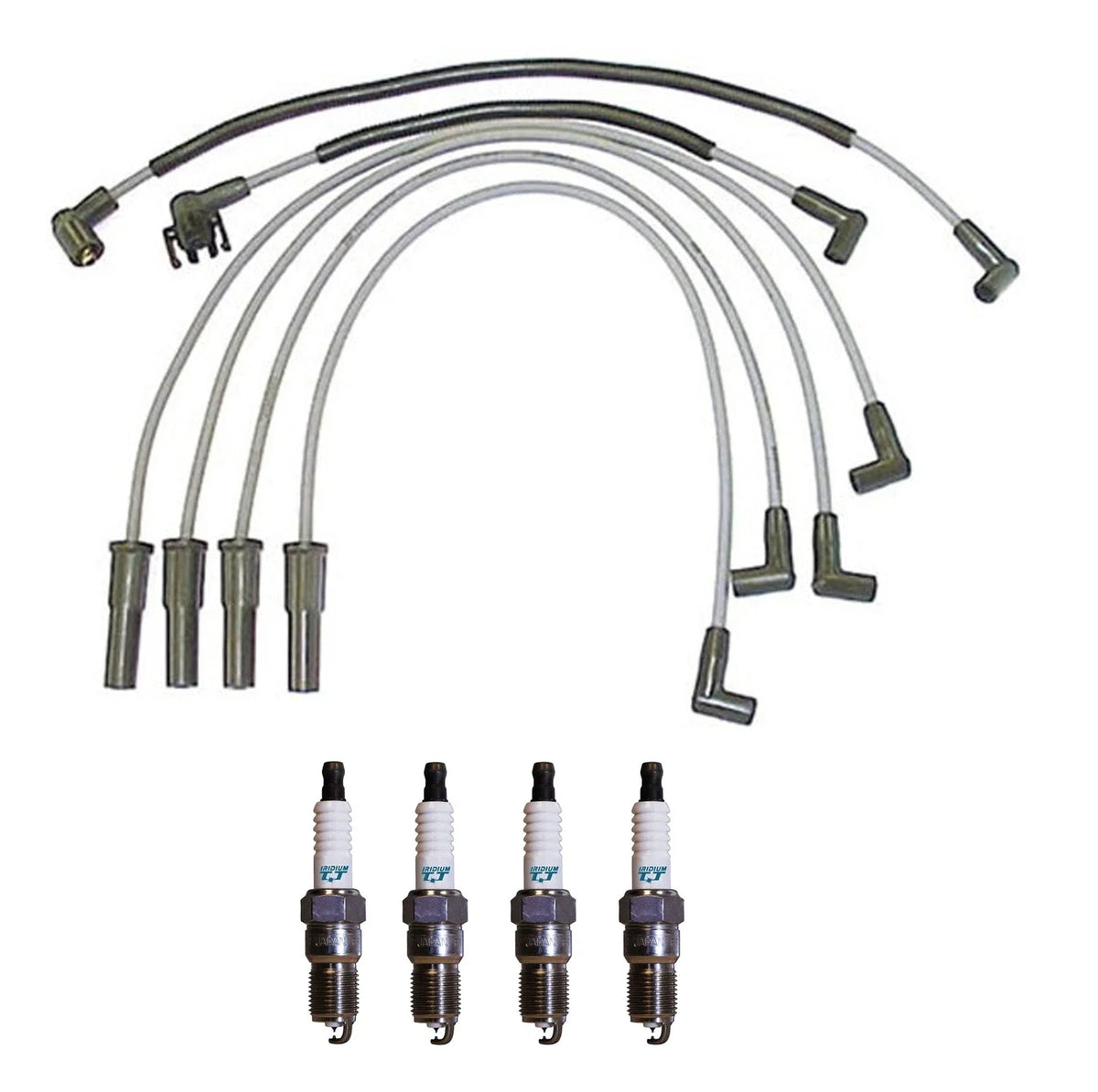 Denso 8mm Wire Set & 4 Iridium TT Spark Plugs for Ford Mercury 2.3L L4