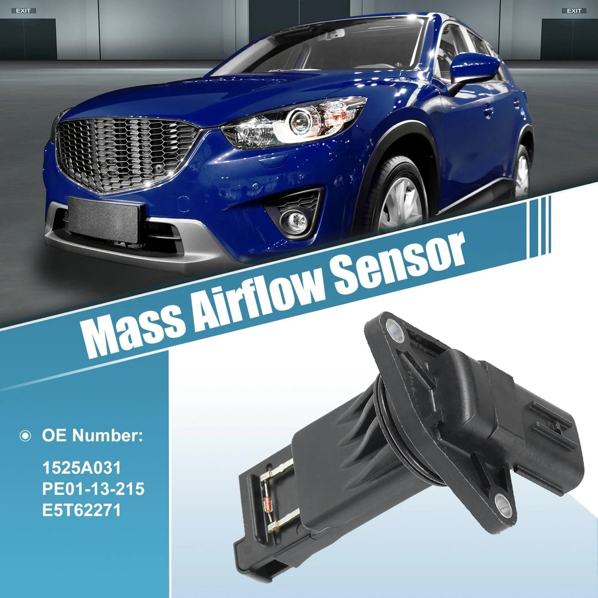 Mass Airflow Sensor for Mazda 3 6 CX-5 CX-9 (2004–2020) 1525A031 PE01-13-215 E5T62271