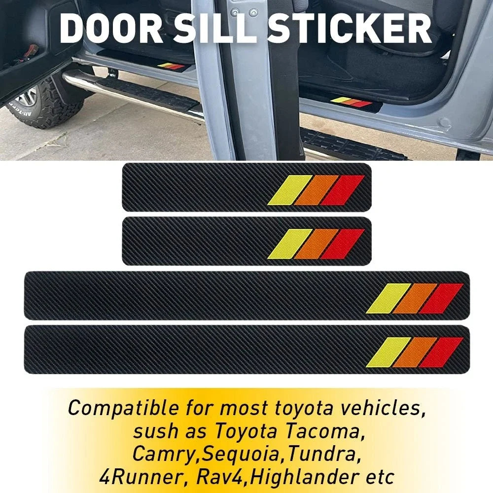 Door Sill Plate Scuff Covers - Set of 4 Carbon Fiber for Toyota