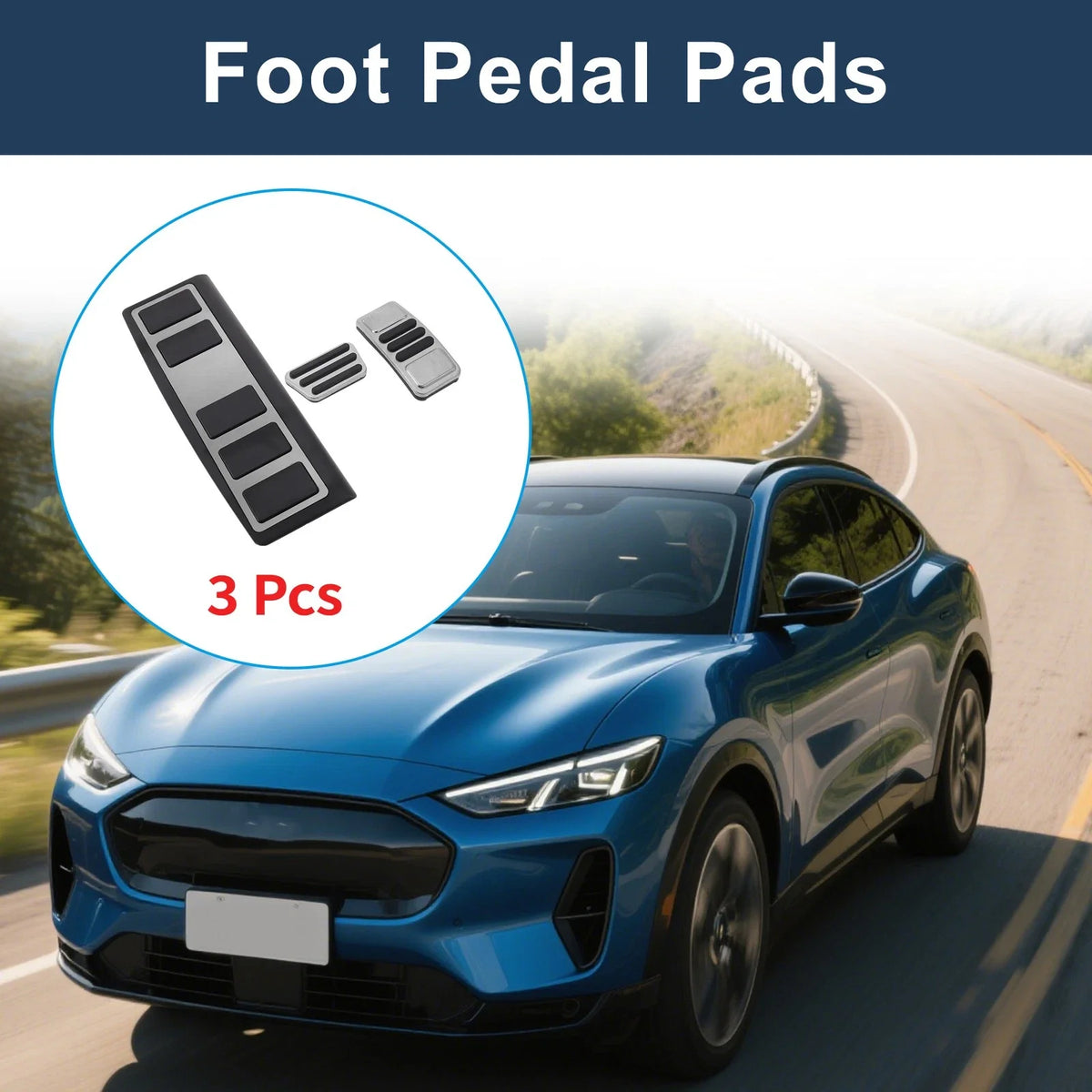 3Pcs Accelerator Pedal Covers for Ford Mustang MACH-E (2021–2023)