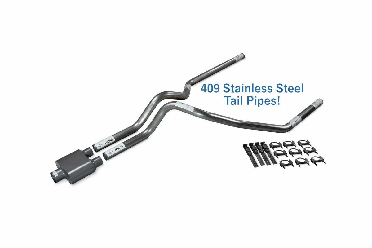 Dual Exhaust Kit for Dodge Ram 1500 (1994–2003) 2.5" Stainless Slash Tip