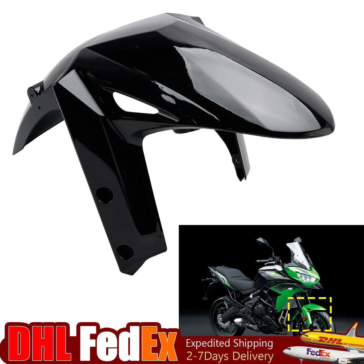 Front Fender Mudguard for Kawasaki Versys 650 KLE650 (2022–2024) Black