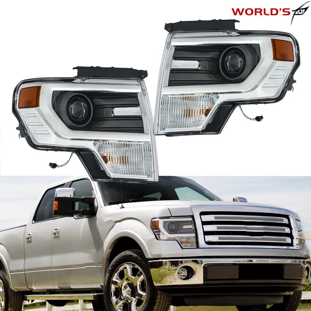 Set of 2 HID Projector Headlights for Ford F150 (2013–2014) Chrome