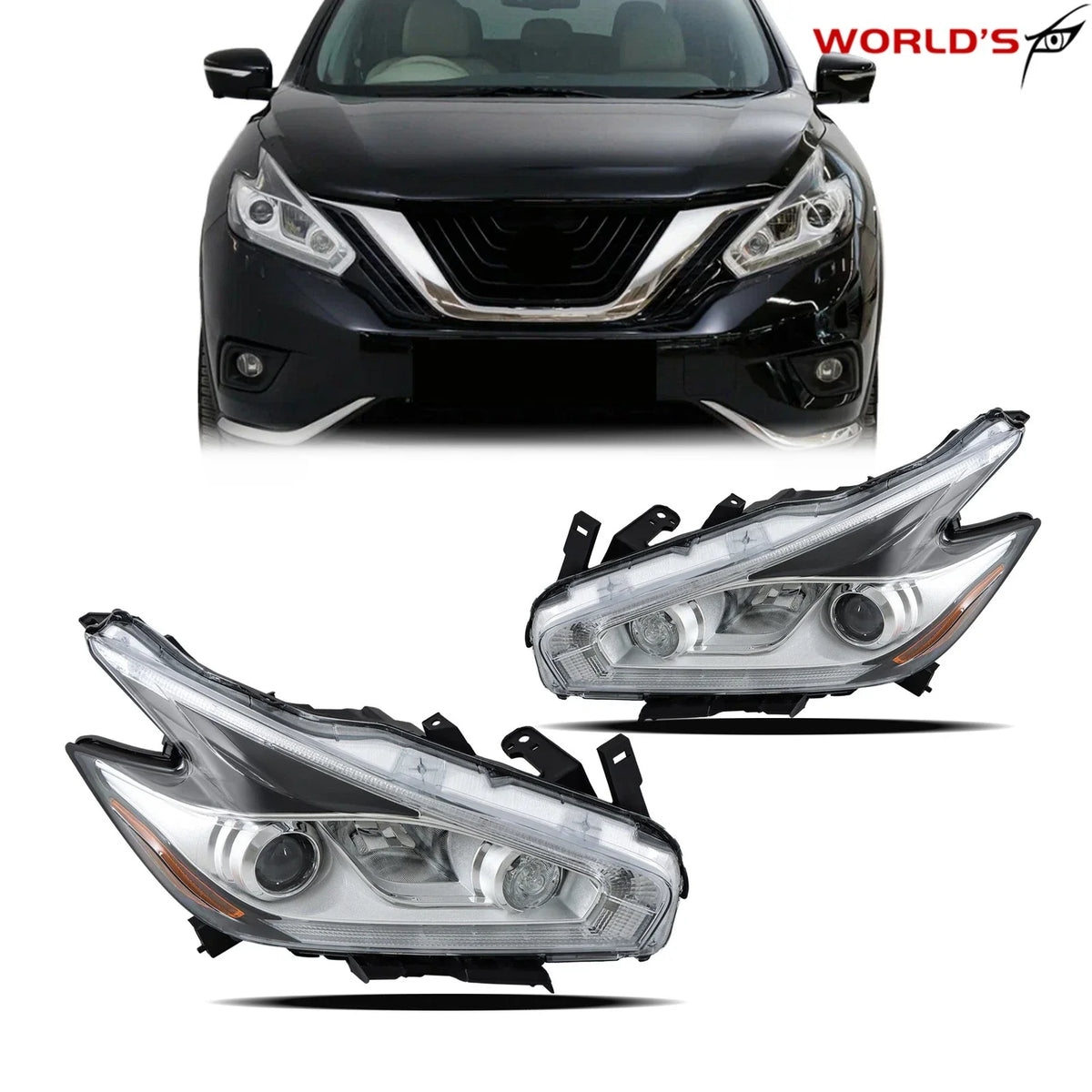 Set of 2 Halogen Headlights for Nissan Murano (2015–2018) LED DRL Projector
