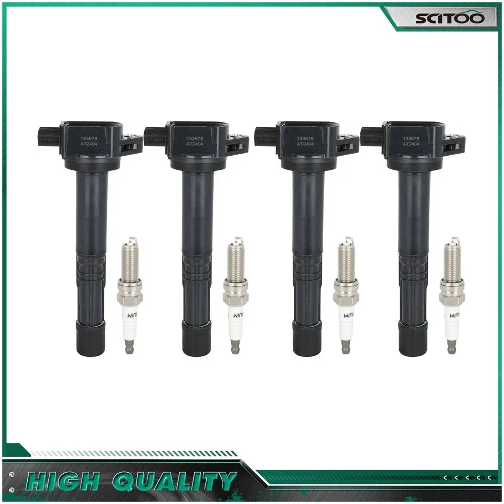 4 Ignition Coils with 4 Spark Plugs for Honda Accord CR-V 2008-2014