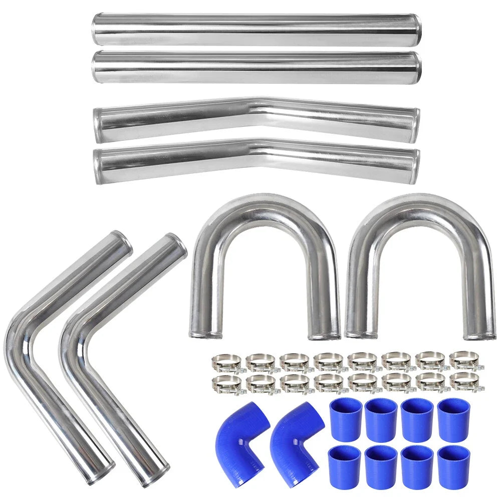 Turbo Intercooler Elbow Pipe Kit 2.5" - Universal Aluminum with Hose & Clamp