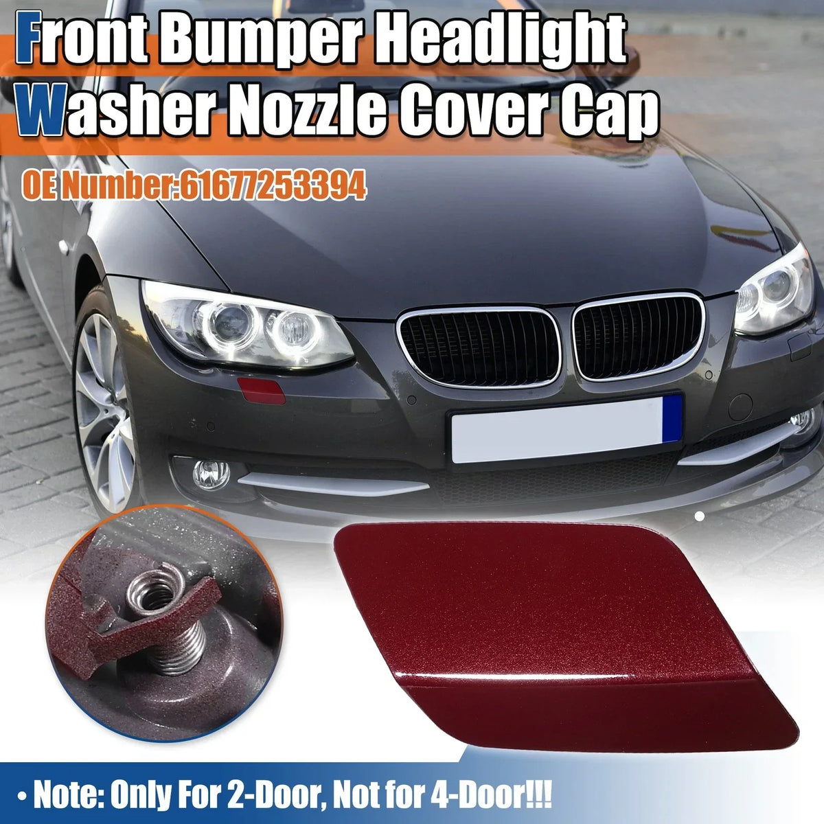 Dark Red Right Side Front Washer Nozzle Cover for BMW E92 (2011-2013)