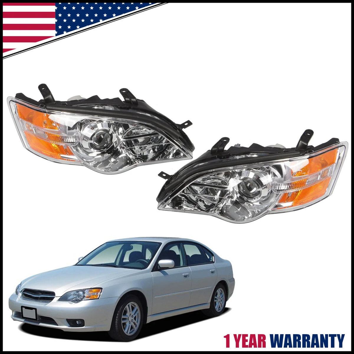 Halogen Headlight Set 2X for 2006-2007 Subaru Legacy Outback