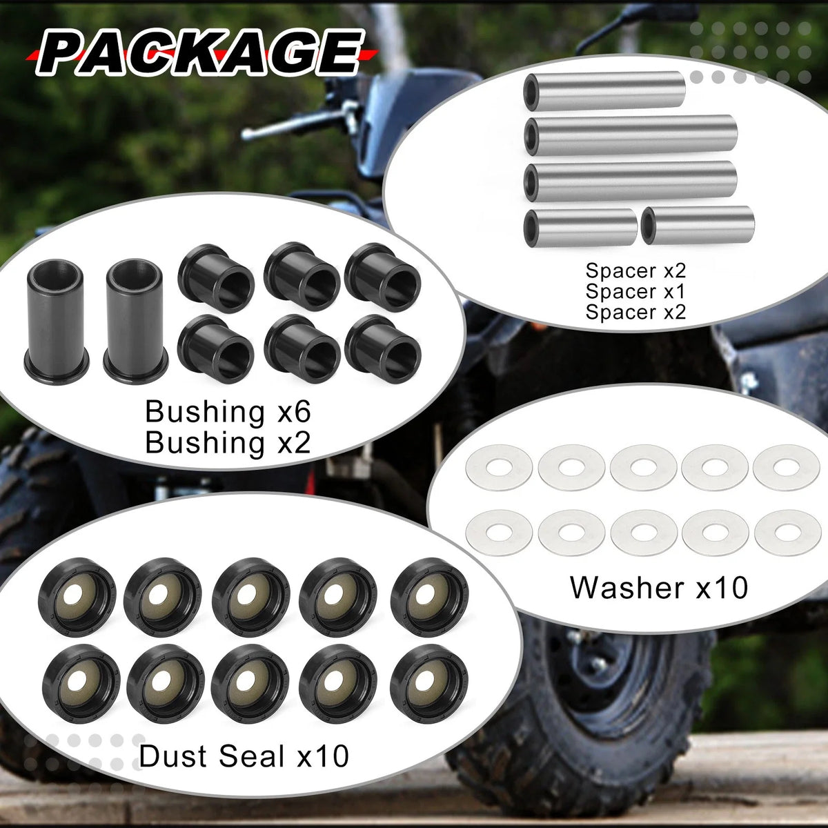 A-Arm Suspension Bushing Shaft Kit for Suzuki King Quad 450 2007-2018