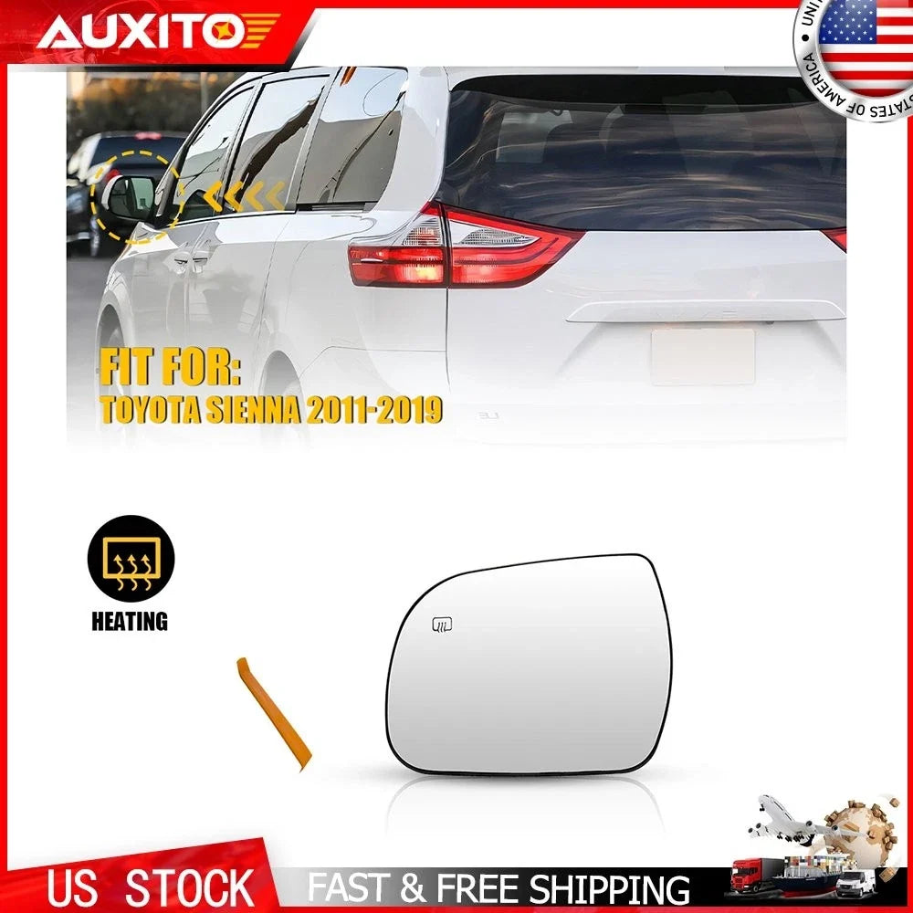 Rearview Mirror Glass Left Side Heated for Toyota Sienna 2011-2019