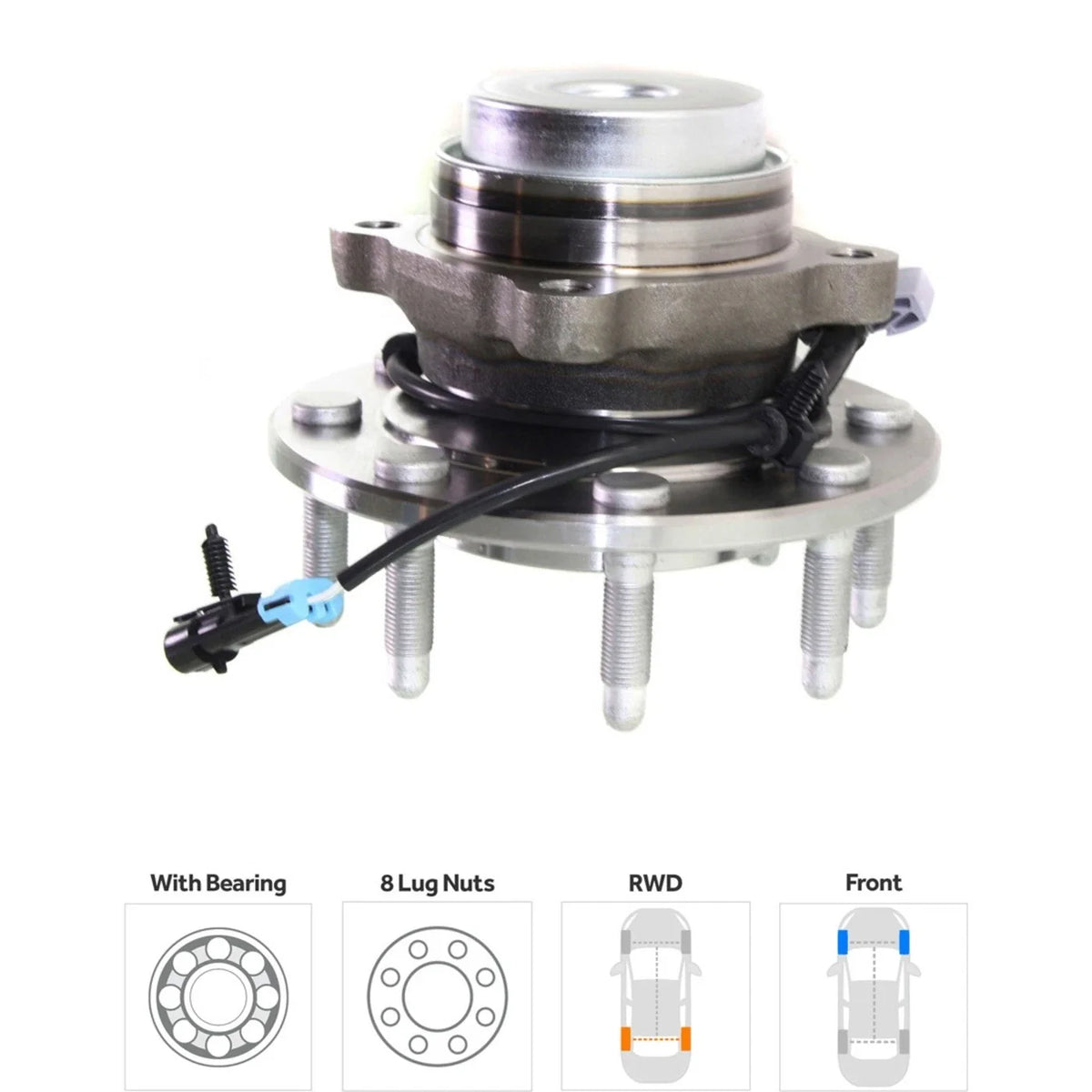 Front LH & RH Wheel Hubs 8 Stud for Chevrolet Express 3500 (2003-2017)