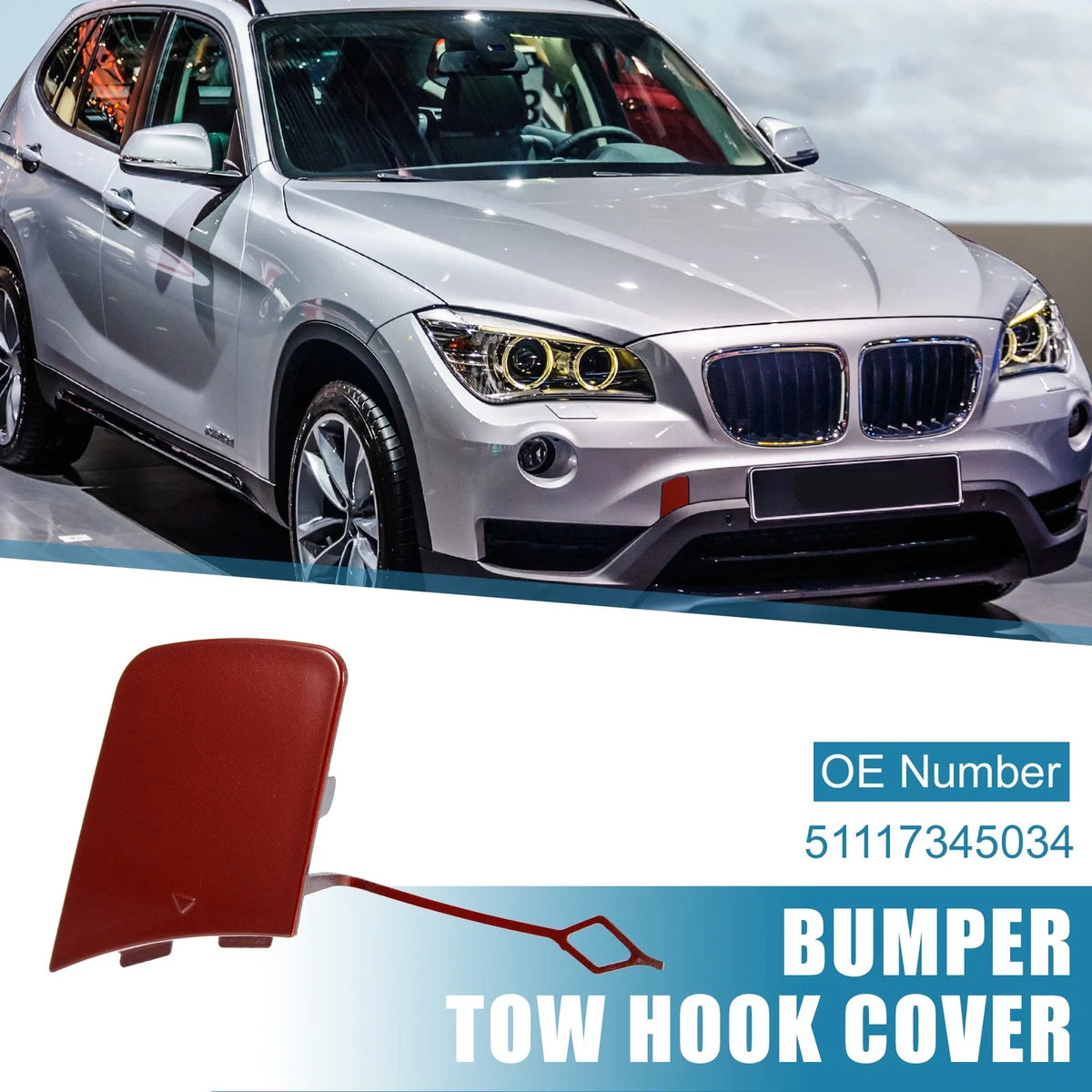 Front Bumper Tow Hook Cover for BMW X1 E84 (2012–2015) 51117345034 Red
