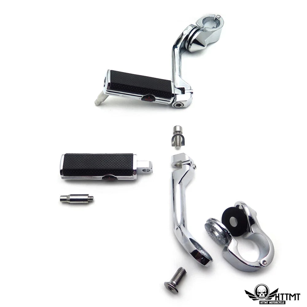 Engine Guard Clamp 1-1/4" Chrome with 5" Skull Foot Pegs for Harley