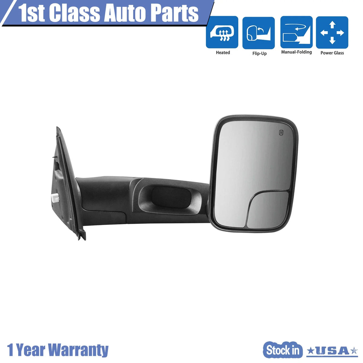 Right Power Heated Towing Flip Up Mirror for Dodge Ram 1500 2500 3500 (2002–2009)