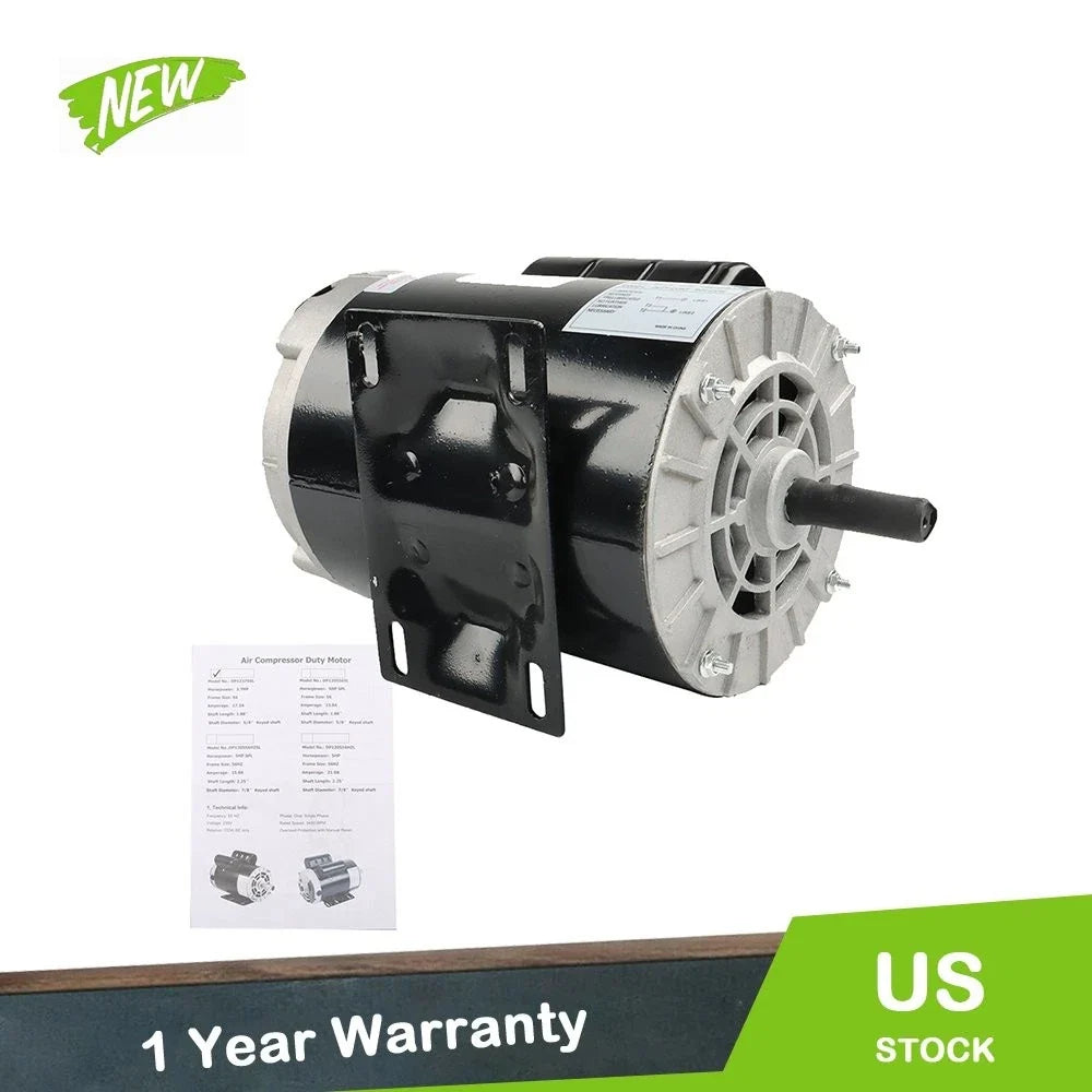 1 Phase Electric Motor Compressor 3.7HP 56Frame 230V 5/8" Shaft 3450RPM