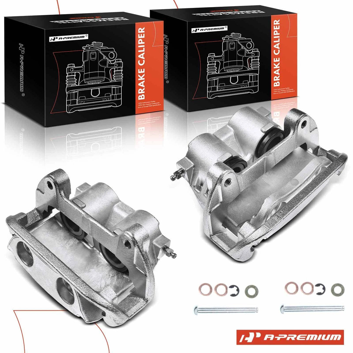 Pair Front Brake Calipers with Bracket for Ford Mustang (1999–2001)