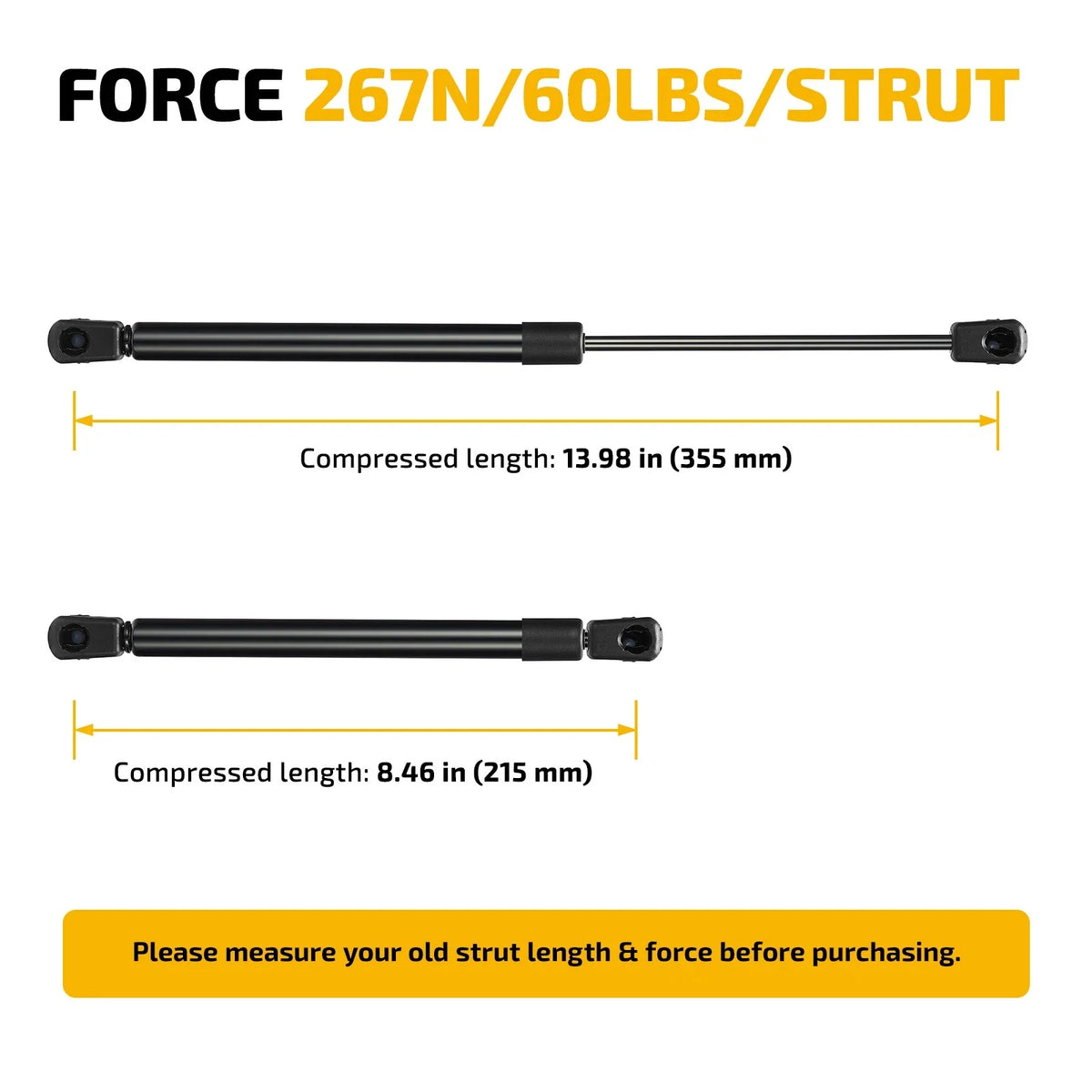 Set of 2 Lift Support Gas Spring Struts for C16-08584 (14 Inch)