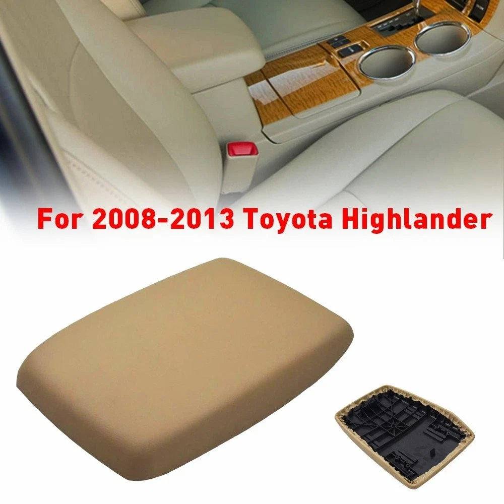 Beige Tan Leather Center Console Lid Cover for Toyota Highlander 08-13