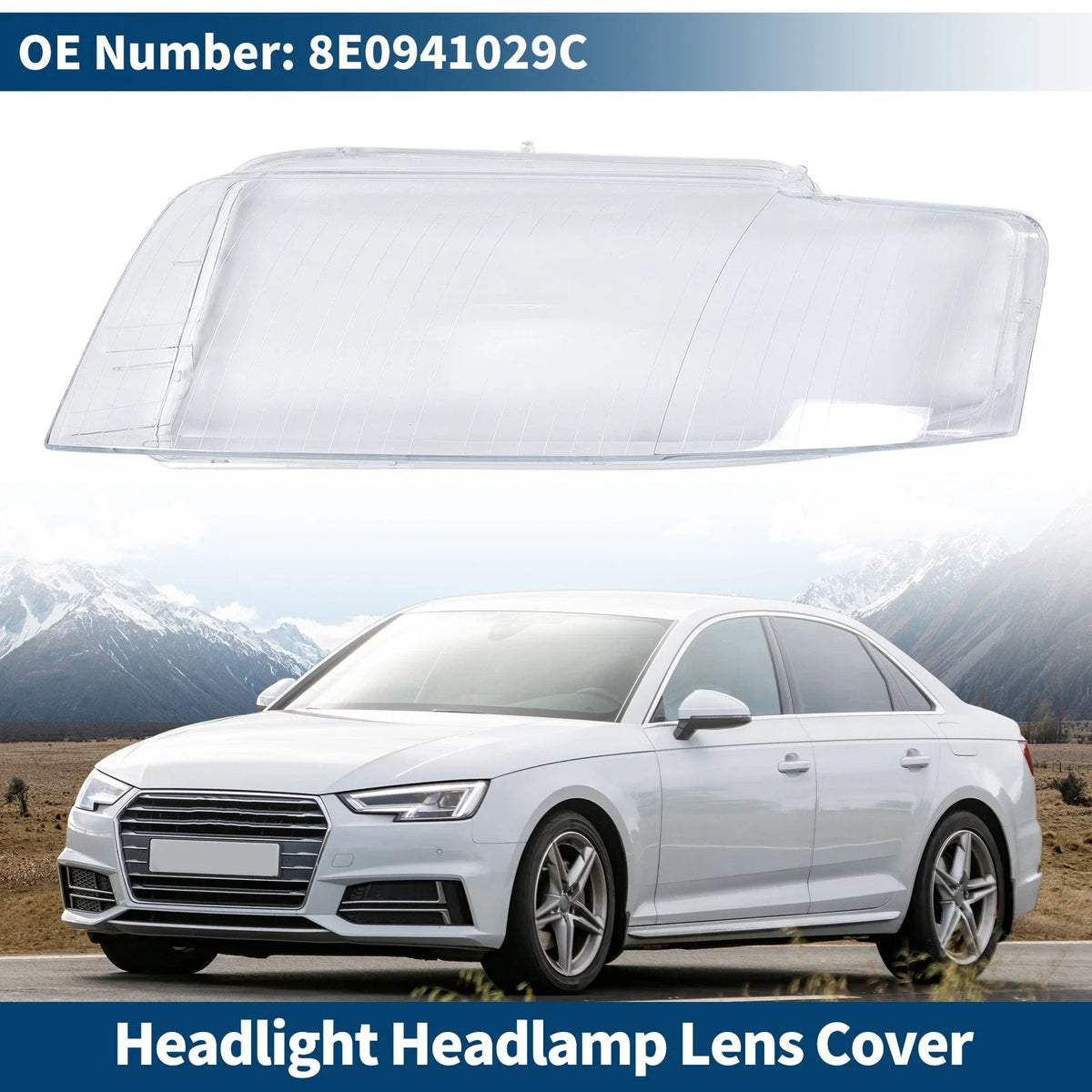 1 Pc Headlight Lens Cover for Audi A4 B6 (2001–2005) No. 8E0941029C Clear