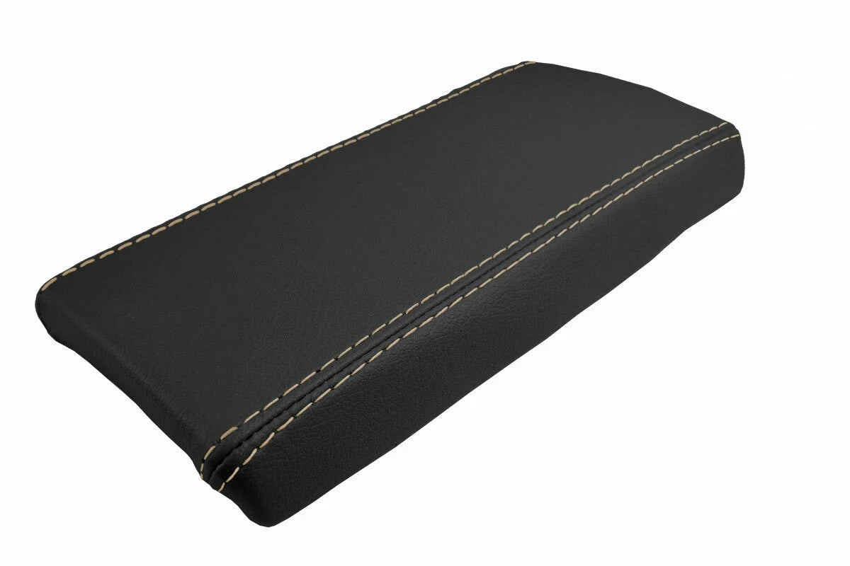 Leather Console Lid Pull Over Cover for Mazda Miata MX5 (1990–1997) Beige Stitch