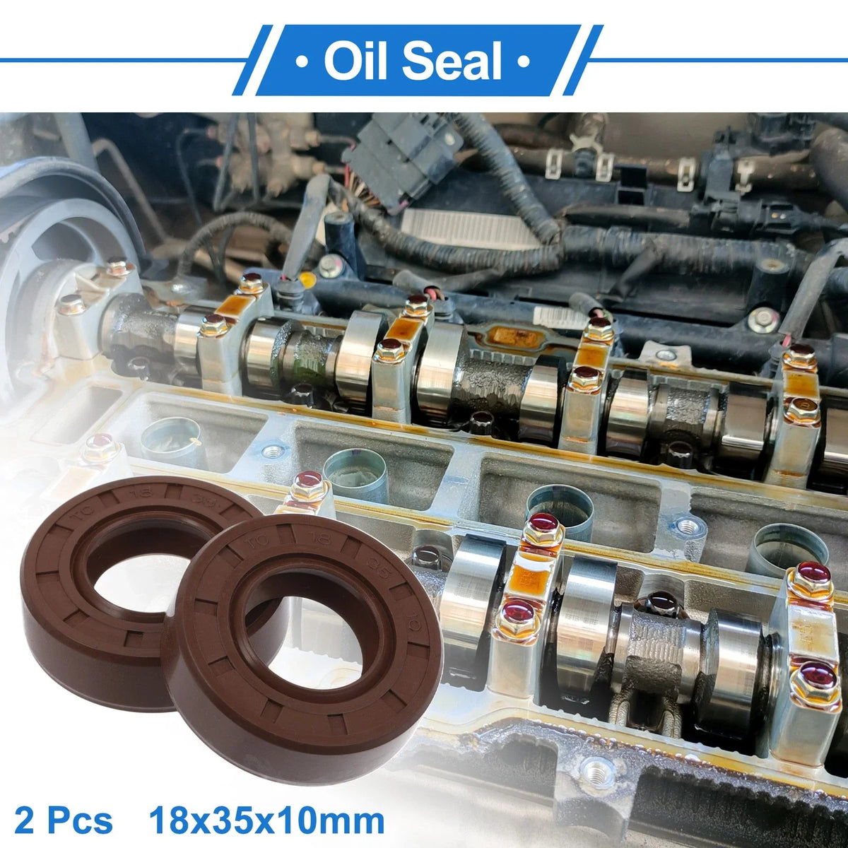 Set of 2 Oil Seal Rotary Shaft Seal FKM Rubber 18x35x10mm for Various Models