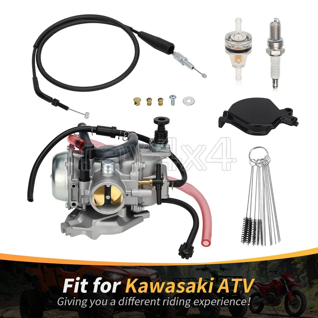 Carburetor Assembly with Throttle Cable for Kawasaki Prairie 400 1999-2002