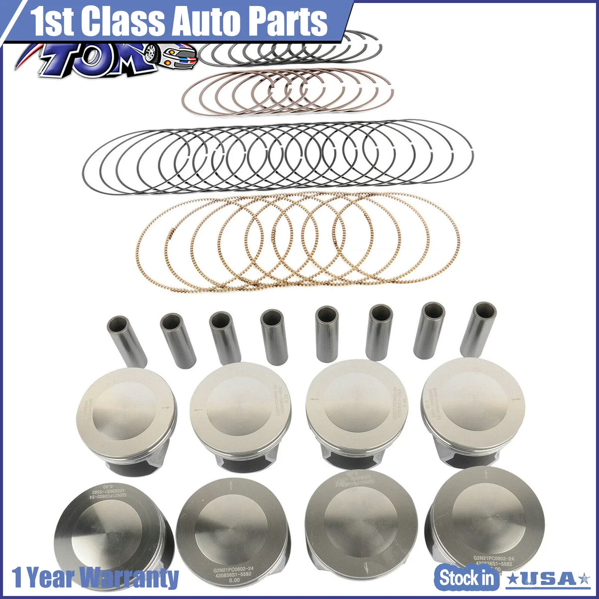 Pistons w/ Rings for Chrysler Aspen Dodge 1500 2500 Jeep Ram 5.7L HEMI (2009–2016)