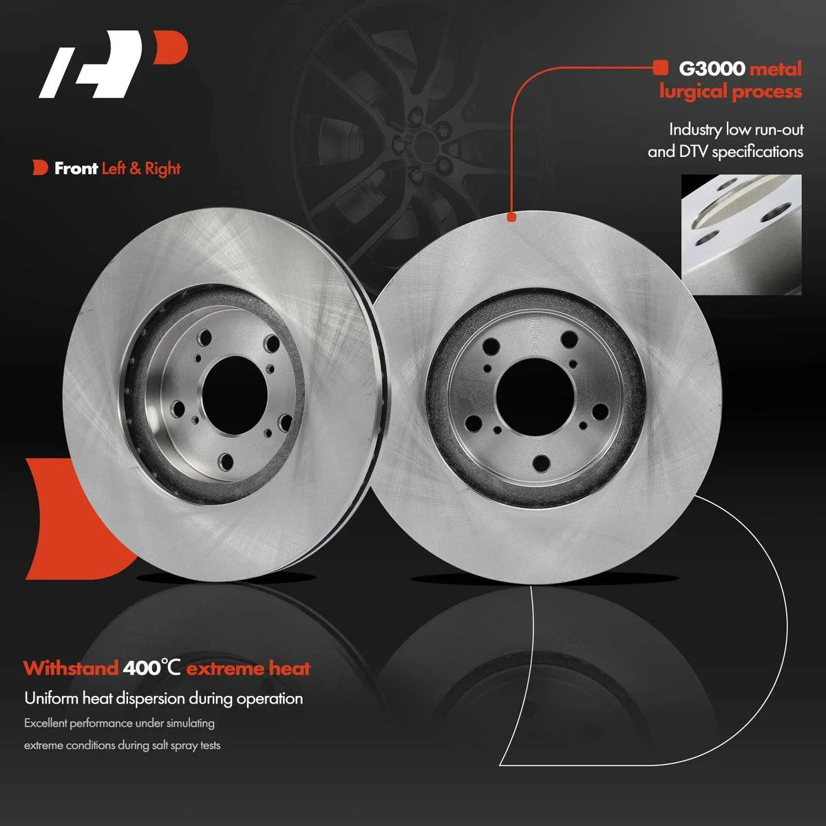 Front Brake Pads and Disc Rotors Set for Honda Ridgeline 2012-2014