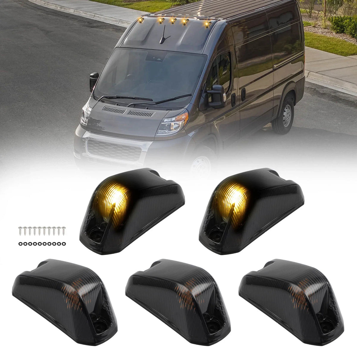 Cab Roof Marker Light Set 5PC for Ram ProMaster 1500 2500 3500 2014-2017