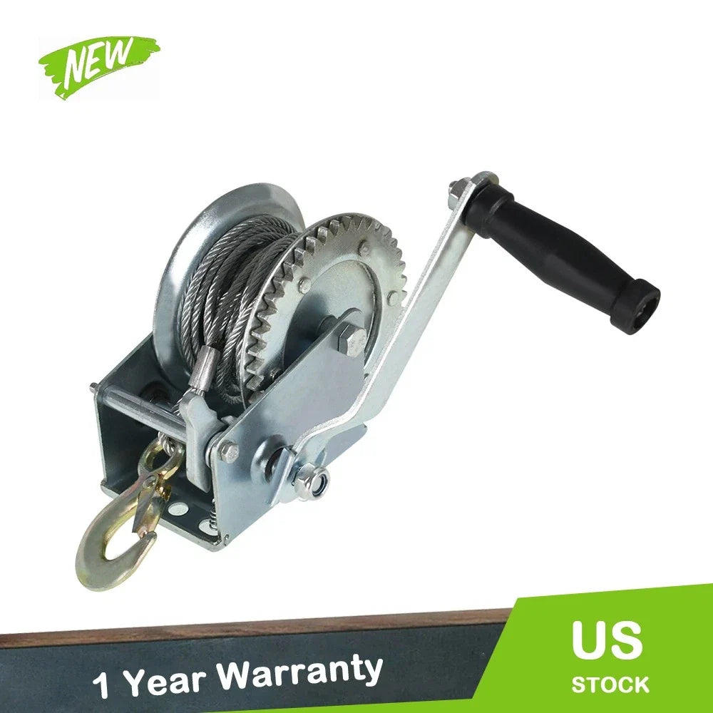 Manual Winch for Boat (1600lbs, 32ft Cable)