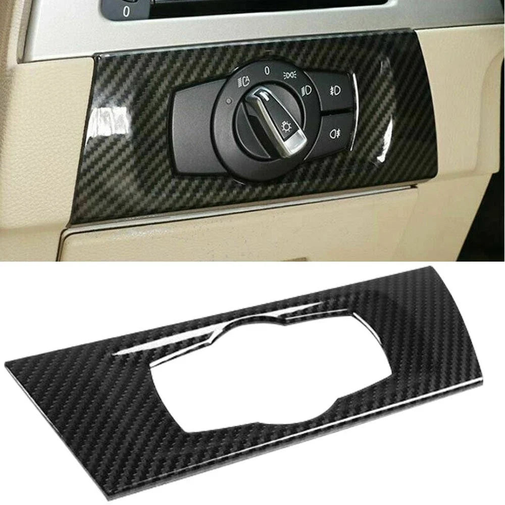 Carbon Fiber Headlight Switch Frame Trim for BMW 3 E90 (2005–2012)
