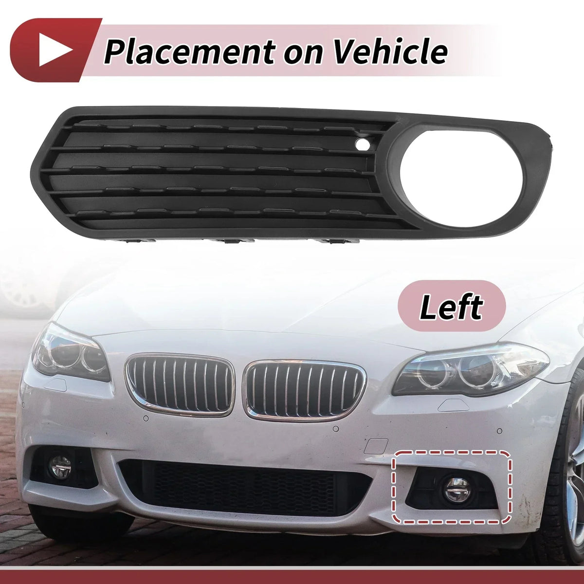 Front Fog Light Grill (Left) for BMW F20 2011-2015 - Black