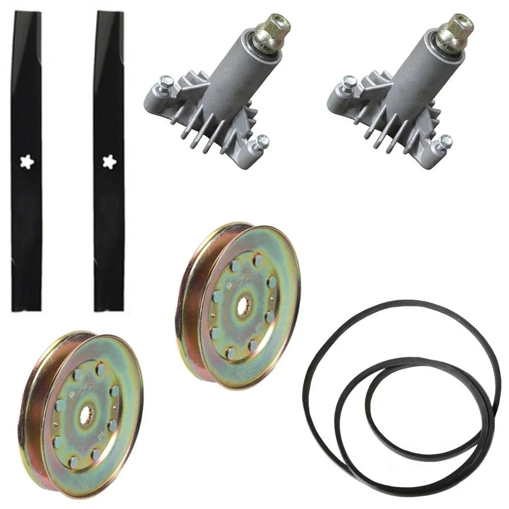 Deck Belt Spindle Pulley Blade Kit for Craftsman Husqvarna Poulan Pro (42")