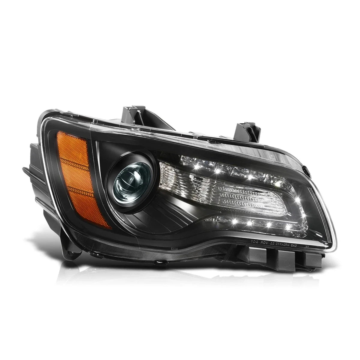 LED DRL Projector Headlight for Chrysler 300 (2011–2014) - Passenger Side, Black Housing