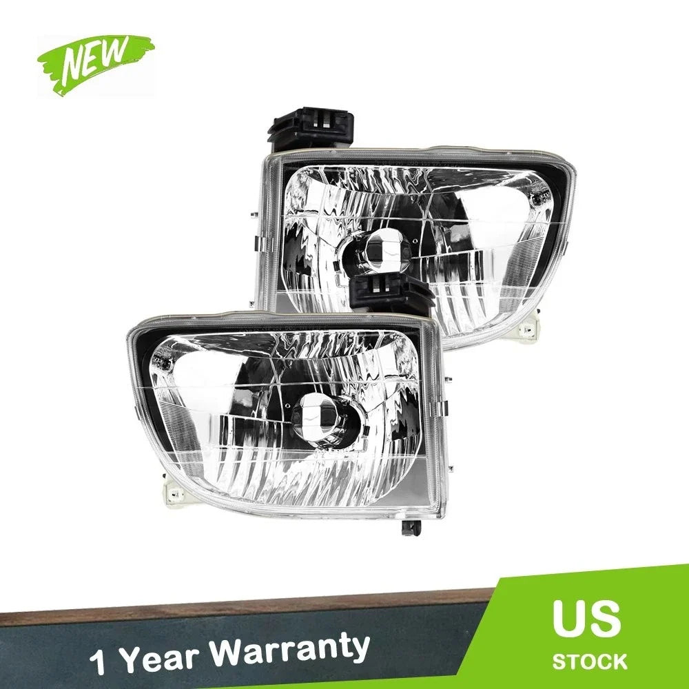 2-Piece Headlight Set for Toyota Tacoma (Halogen, Chrome Housing) 2001–2004