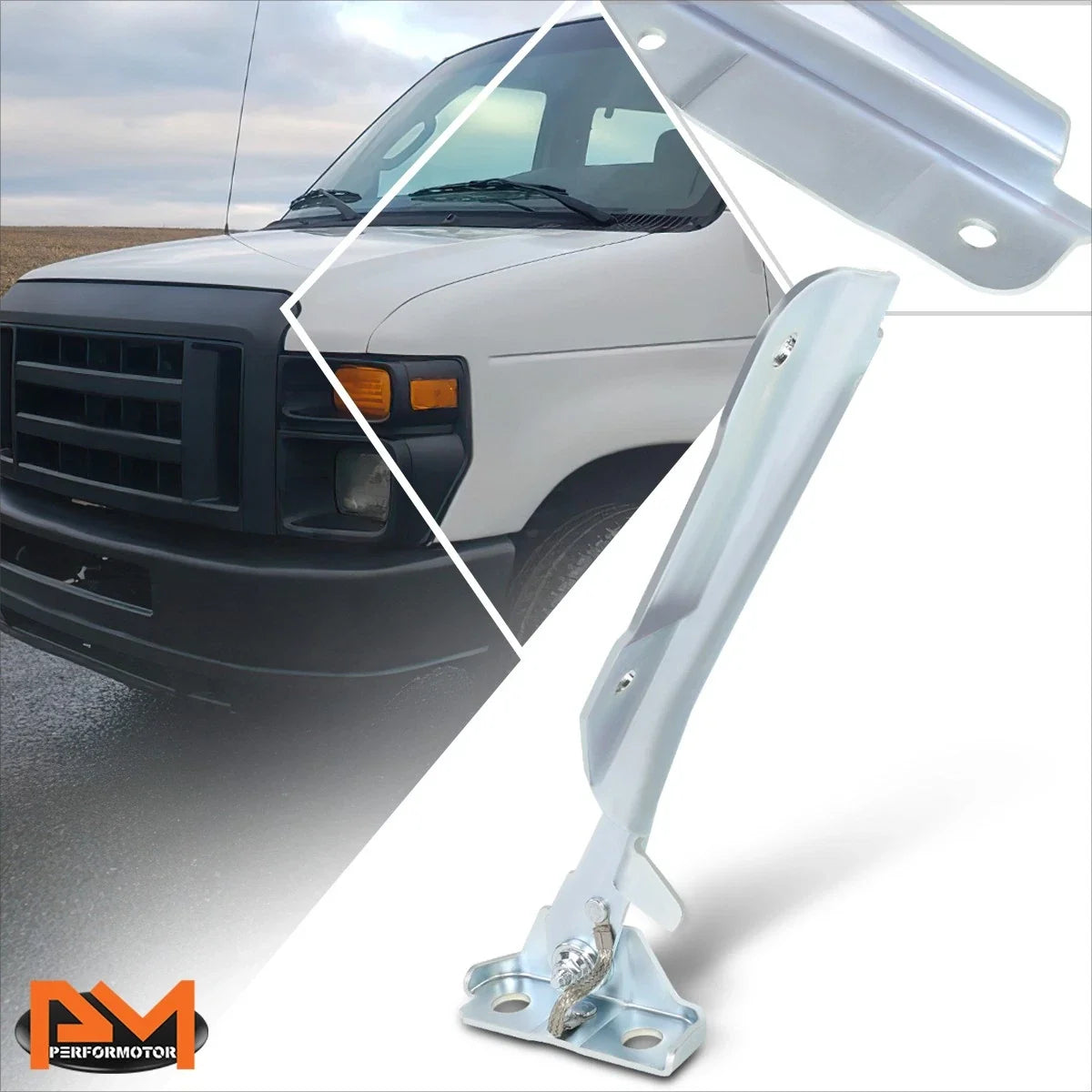 Hood Hinge Left Driver Side Steel for Ford E150-E450 1992-2011