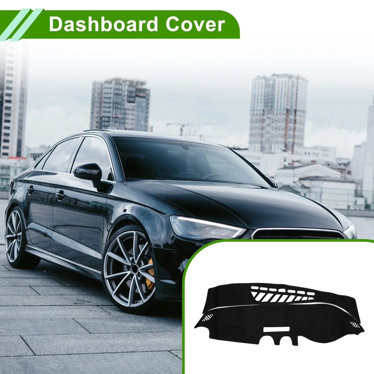Dashboard Cover Mat for Audi A3 (2014–2020) Sun Protector Black