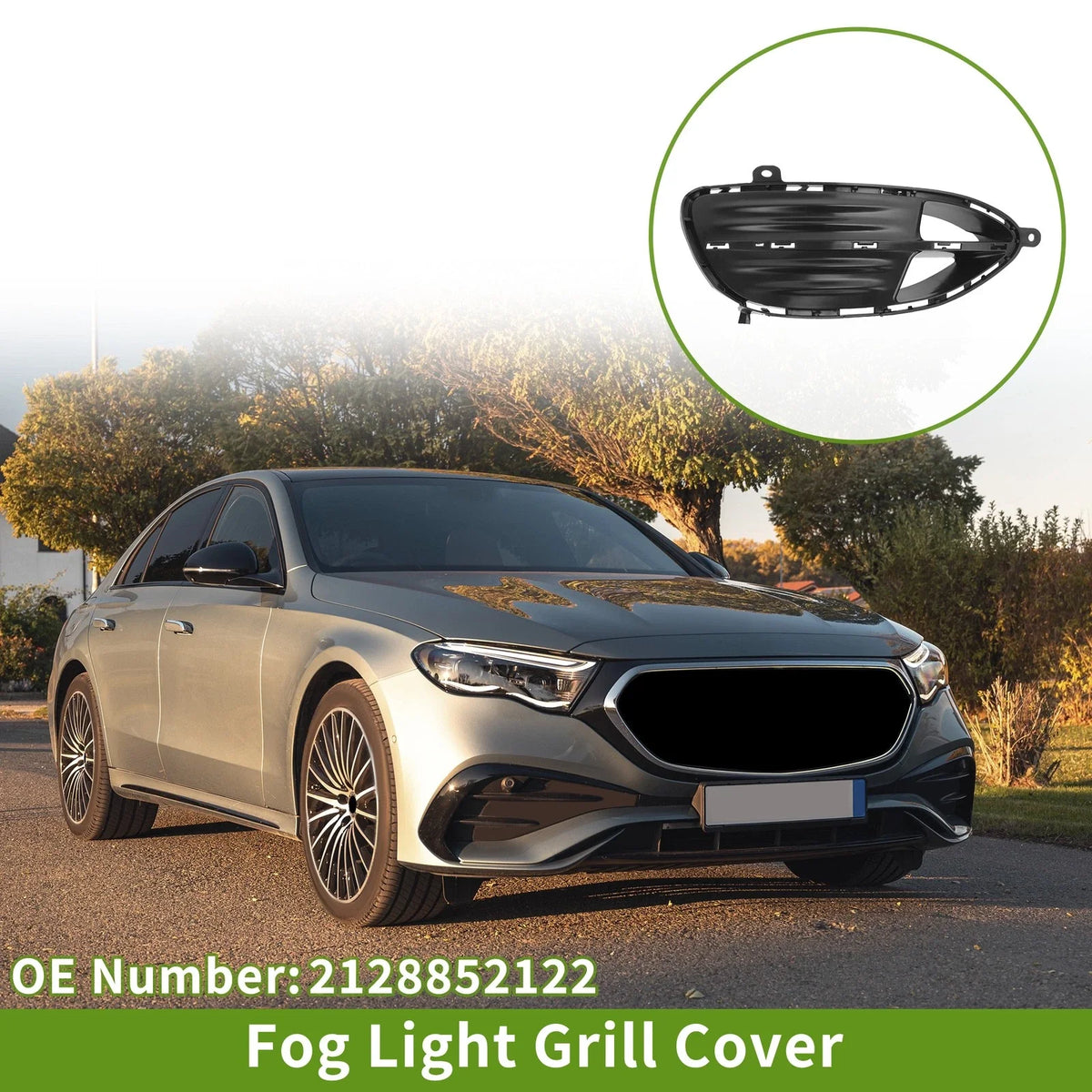 1 Pc Front Left Fog Light Grill for Mercedes Benz E-Class (2009–2016) No. 2128852122 Black