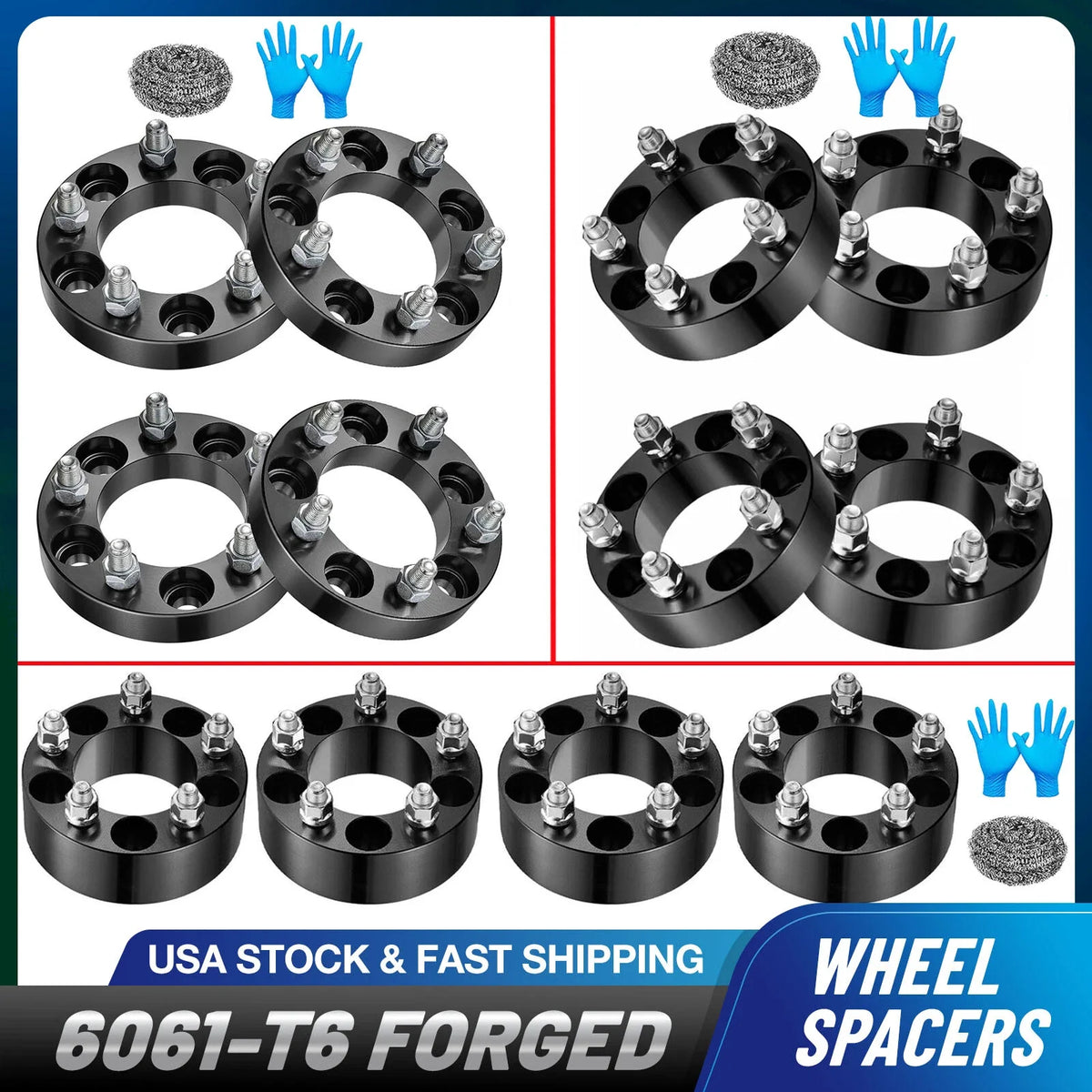 4-Piece Wheel Spacer Set 1" 1.5" 2" 5x4.5 5x114.3 for Wrangler/Ranger