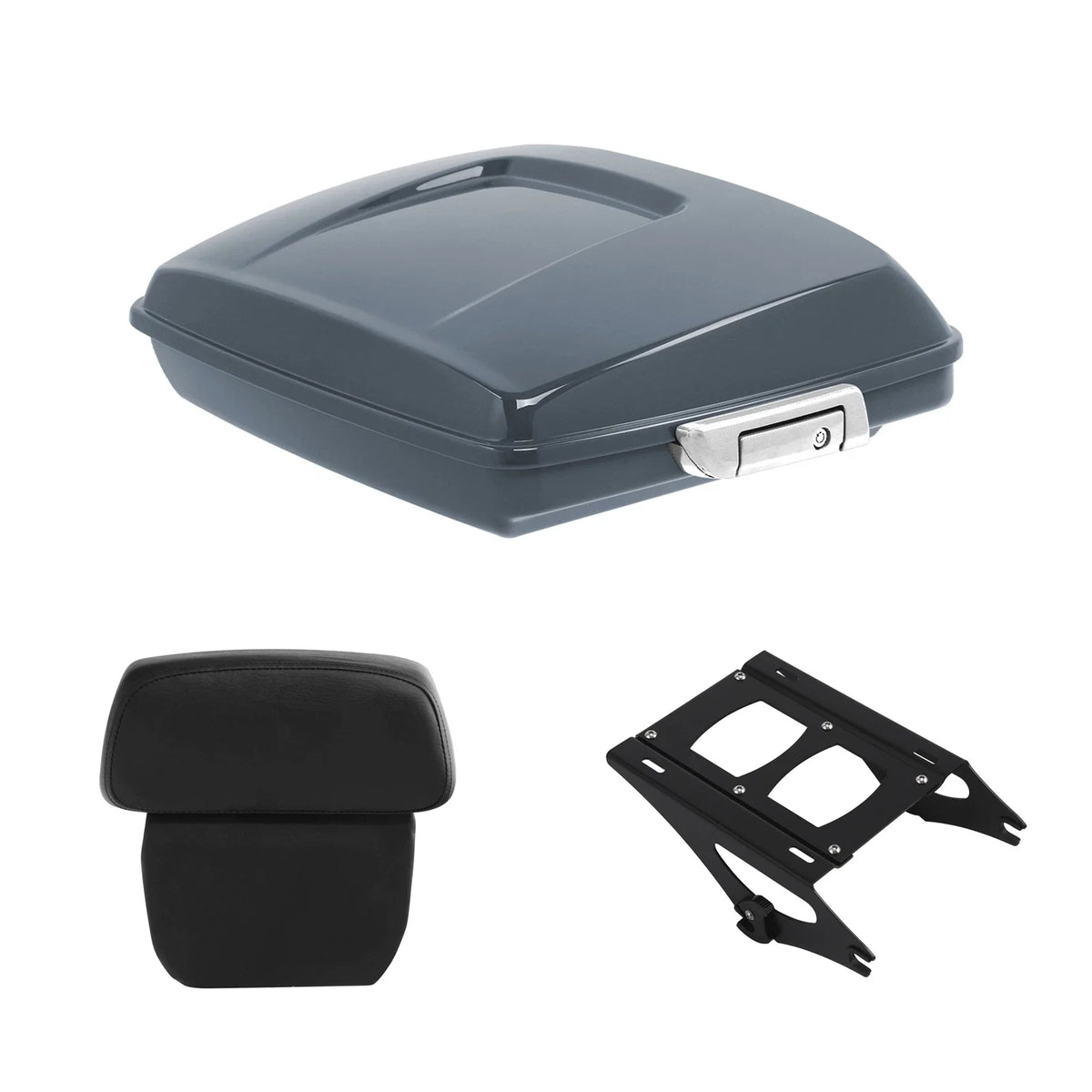 Trunk Backrest Pad Mount Rack in Gunship Gray for Harley Road Glide 2014-2026